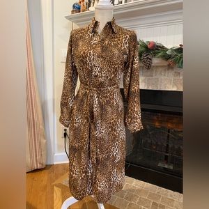 DG2 by Diane Gilman Animal Print Dress- long sleeves with pockets